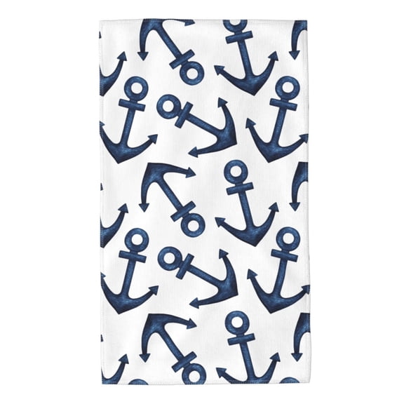 Kdxio Hand Towel Navy Blue Anchor for Bathroom Kitchen Fingertip Bath Towels 27.5 x 16 Inch Home Hotel Gym Laundry Room