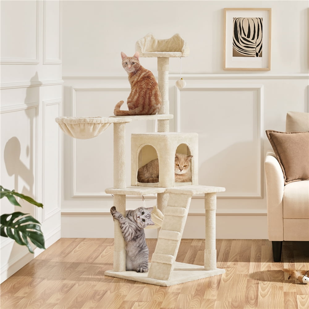 Yaheetech 53.5'' Multilevel Cat Tree Condo with Scratching Post, Beige