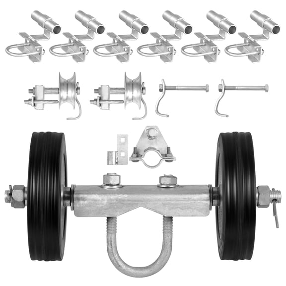 KFFKFF Slide Gate Assembly, 6” Mobile Gate Fittings C-style, Wheel Support with Dual 6" Wheels, Robust Slide Gate Wheels for Linking Track Door Structures, Slide Gate Direction Wheel, 600 lbs
