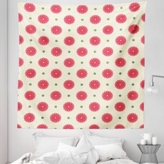 Colorful Tapestry, Spring Season Inspired Colorful Mixed Geometric and Floral Motif in Pastel Tones, Fabric Wall Hanging Decor for Bedroom Living Room Dorm, 5 Sizes, Multicolor, by Ambesonne