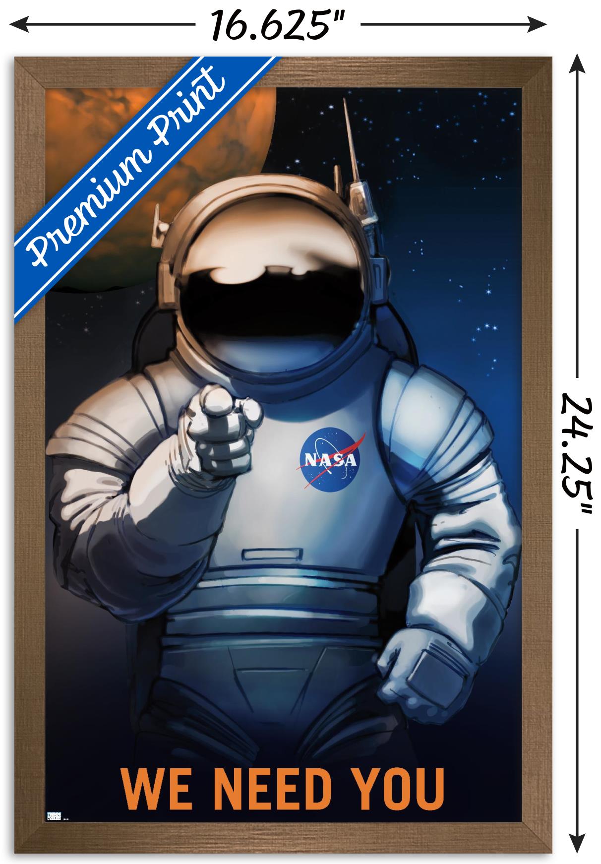 NASA - We Need You Wall Poster, 14.725" x 22.375" Framed