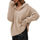 thumbnail image 1 of Mujeres De Punto Top Cuello En V Manga Larga Color Puro Engrosado Transpirable Suelto Jersey Suéter Albaricoque S, 1 of 6