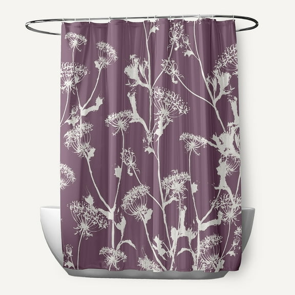 Simply Daisy 70" W x 73" L Windy Blossom Polyester Shower Curtain, Purple [1 Ct]