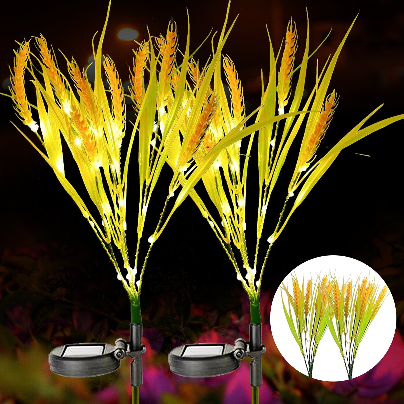 Details about   Solar Powered Wheat Ear Flower LED Lights Garden Stake Lamp Yard Outdoor Decor 