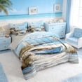 thumbnail image 2 of Manfei Oil Painting Lighthouse Boat Bedding Comforter Set for Kids Boys and Girls, Tropical Beach Queen Bedding Sets, Gray Reversible 7pcs, 2 of 6