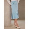 thumbnail image 4 of DARING DIVA Women's High Elastic Waist Fishtails Midi Skirts for Work S Blue, 4 of 6
