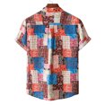 thumbnail image 6 of MIUOWANP Men's Short Sleeve Shirts Casual Hawaiian Style Print Button Lapel Beach Shirt Size L(8)Red, 6 of 9