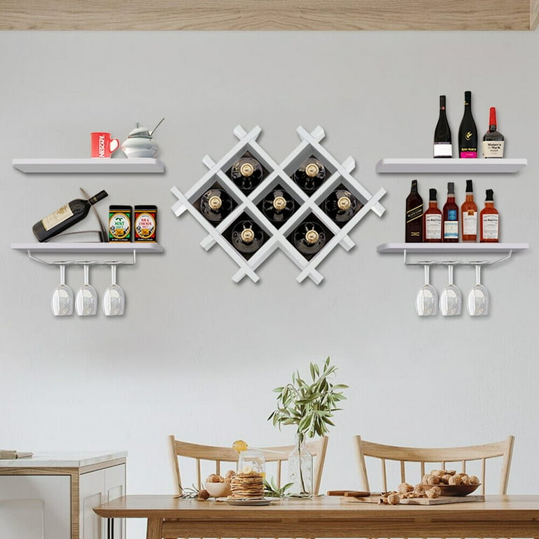 Giantex Wine Rack Wall Mounted, 6-Bottle Wood Hanging Wall