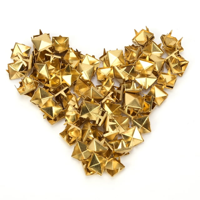 Craft Collection 100 PCS 9MM Brass Copper Square Rivets Apparel Shoes Bag Accessories For Leather Decoration