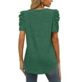 thumbnail image 6 of USSUMA Womens Summer Shirt V Neck Casual Tshirts Puff Sleeve Tops for Women Solid Color, 6 of 8