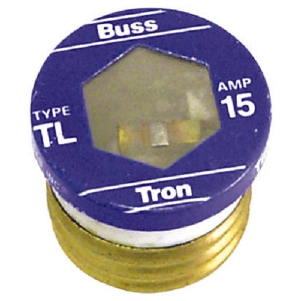 Cooper Bussmann TL15PK4 Type TL Plug Fuse, 15 Amp, 125 Volts, 4Pack