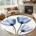 thumbnail image 3 of Blue Tulip Round Area&nbsp;Rug 6ft Flower Farmhouse Non-Slip&nbsp;Washable Circle Rugs Soft Felt Indoor Floor Mat for Bedroom Kitchen Living Room Bathroom, 3 of 9