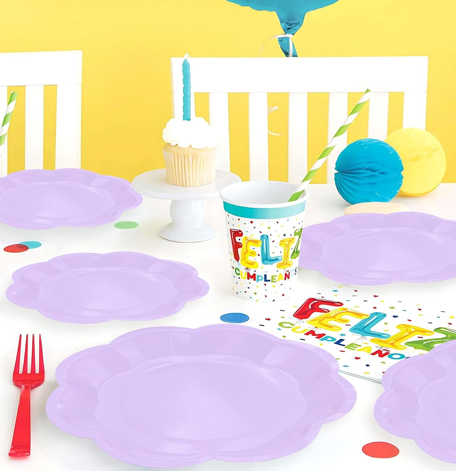 50 PCS Light purple Paper Plates 7 Inch Scalloped Dessert Plates Lavender Disposable Plate for Party Dinner Wedding Baby Shower Birthday Purple Cake Plate