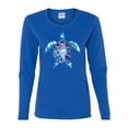 thumbnail image 2 of Sea Turtle Tie Dye Art Animal Lover Womens Graphic Long Sleeve T-Shirt, Royal, Small, 2 of 3