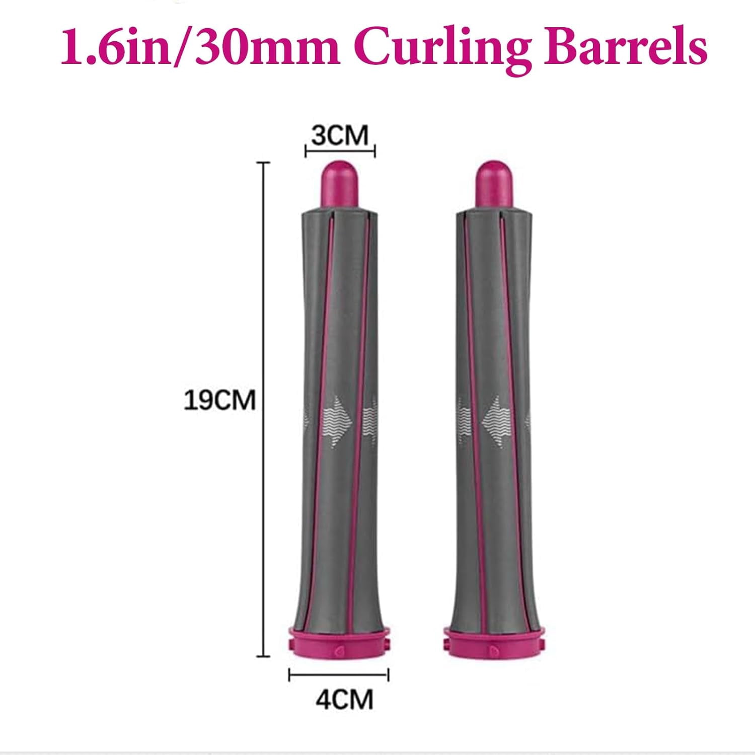 2 Pack 1.2 Inch Long Replacement Barrel Attachments for Airwrap HS01 HS05, Longer Length Hair Curler for Hair Dryer, Rose Red