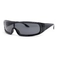 thumbnail image 2 of Futuristic Cyber Narrow Rectangle Shield Plastic Sunglasses All Black, 2 of 4