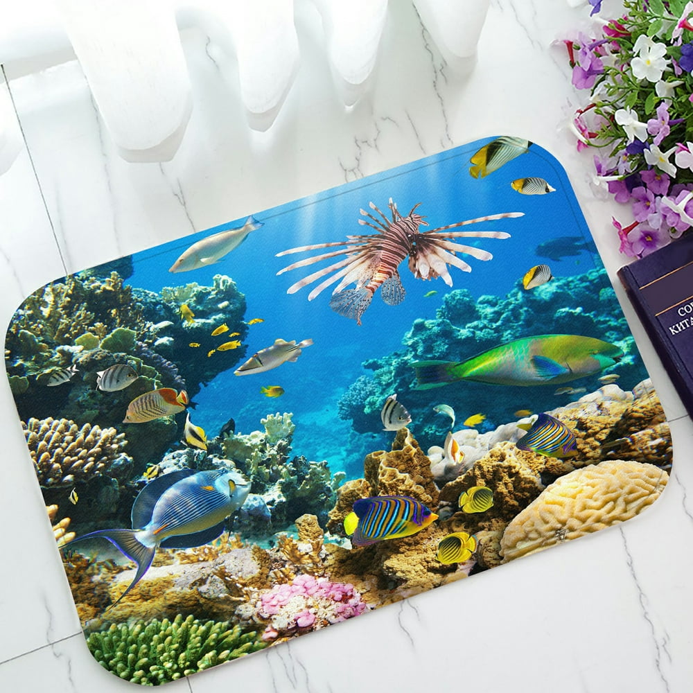 ABPHQTO Tropical Fish On A Coral Reef Doormat Entrance Rug Area Rug ...