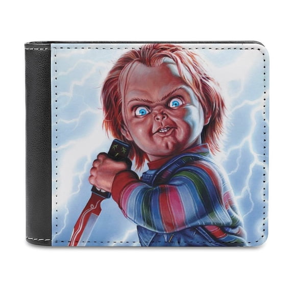 Child's Play Chucky Leather Wallet for Men Women Two Fold Purse Slim Cash Card Holder Bag