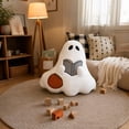 thumbnail image 5 of Halloween Reading Ghost Throw Pillow, Embroidery Fluffy Cute Ghost Cushion with Plush Pumpkin, Spooky Fall Halloween Decor, Soft Irregular Accent Pillow for Sofa Bed Couch Bedroom (18"), 5 of 7