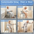 thumbnail image 4 of Soaids Shower Chair with Rubber Feet for Narrow Bathroom, Bath Stool for Elderly Adults with Cushion Seat Cutout, 300 lbs Capacity, Fits Tub & Small Stall, Grey, 4 of 9