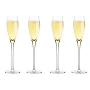 Bella Vino 10.5", 7 Oz, Set of 4 Hand Premium Blown Crystal Champagne Flutes