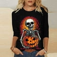 thumbnail image 2 of Womens Tops Halloween 3/4 Length Sleeve Shirts Fashion Halloween Printed Plus Size Tunic Tops Blouses Fall Casual Round Neck Pullover Halloween Holiday Costume TShirt, 2 of 5