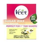 Veet Hair Removal Sugar Wax Kit with Essential Oil, Body Hair Remover For Women, 12 CT Wax Strips, 8.45 FL OZ