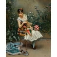 thumbnail image 2 of Raimundo de Madrazo y Garreta 12x14 Black Ornate Wood Framed Double Matted Museum Art Print Titled: Aline with Flowers, 2 of 5