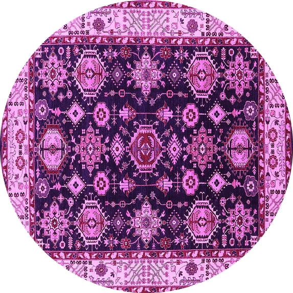Ahgly Company Indoor Round Oriental Pink Industrial Area Rugs, 7' Round