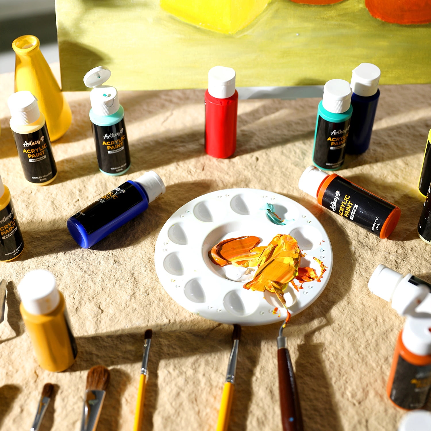 Artkey Acrylic Paint Set, 16 Colors 2 oz/59 ml Acrylic Paint Kit for Professional Artists & Beginners – Morandi Inspired