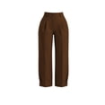 thumbnail image 4 of Mifsaly Dressy Capri Pants for Women Wide Leg Work Capris Pleated Front Cuffed Hem Business Casual Office Cropped Bottoms with Pockets Brown,XXL, 4 of 6