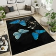 thumbnail image 2 of Gradient Color Butterfly Animal Area Rugs, Blue Green Insect On Black Background Apartment Carpet, Carpet Mat Non-Shedding Easy Cleaning Apply to Teen Room Decor Dining Room 4x6ft, 2 of 6