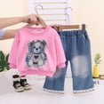 thumbnail image 2 of YEPGAR Infant Girls Suits Long Sleeve Printed Top Casual Pants Matching Outfit Autumn Cute Style Toddler Daily Sweatsuit (Hot Pink, 4-5 Years), 2 of 5