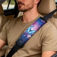 thumbnail image 5 of Xixirimido Breathable Car Seat Cover Set of 5 PU Leather Front Seats with Seat Belt & Console Covers Universal Fit Automotive Accessories, Butterfly Daisy Colorful Galaxy, 5 of 8