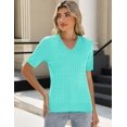 thumbnail image 2 of Jersey Kistore de verano, manga corta, cuello en V, tejido trenzado para mujer, 2 of 4