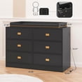 thumbnail image 2 of Baby Changing Table Dresser with 6 Drawers, Baby Chest of Drawers for Nursery with Power Outlets, Changing Pad & Removable Top, 2 of 7
