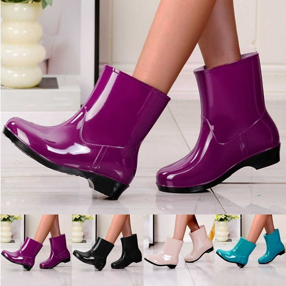 Gspmoly Womens Rain Boots, Women'S Casual Mid-Calf Rain Boots - Waterproof Pvc Spring & Summer Work Boots with Low Heel, Durable & Easy to Clean, Classic Color, Sizes 35-40 Rain Boots Women