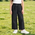 thumbnail image 6 of Krdevn Kids' Solid Color Cotton Gauze Pants, Elastic Waist Loose Wide Leg Summer Pants,Black, 6 of 6