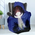 thumbnail image 4 of UFO Soft Flannel Fleece Throw Blanket, Night Scenery with Aliens Space Travel Science Fiction Themed Composition Woodland, Cozy Plush for Indoor and Outdoor Use, 70" x 90", Multicolor, by Ambesonne, 4 of 5