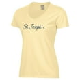 thumbnail image 2 of Women's  Yellow Saint Joseph's College Pumas Script Logo Comfort Wash V-Neck T-Shirt, 2 of 3