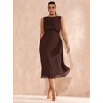 thumbnail image 5 of Coffee Brown Plus Size Sleeveless Mid-Length A-Line Bodycon Dress With Ruched Detail, 5 of 6