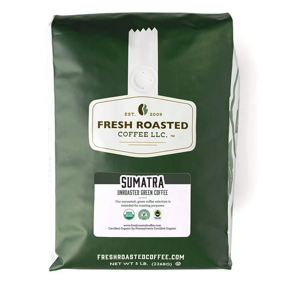 Fresh Roasted Coffee, Organic Unroasted Sumatran Coffee Beans, 80 oz