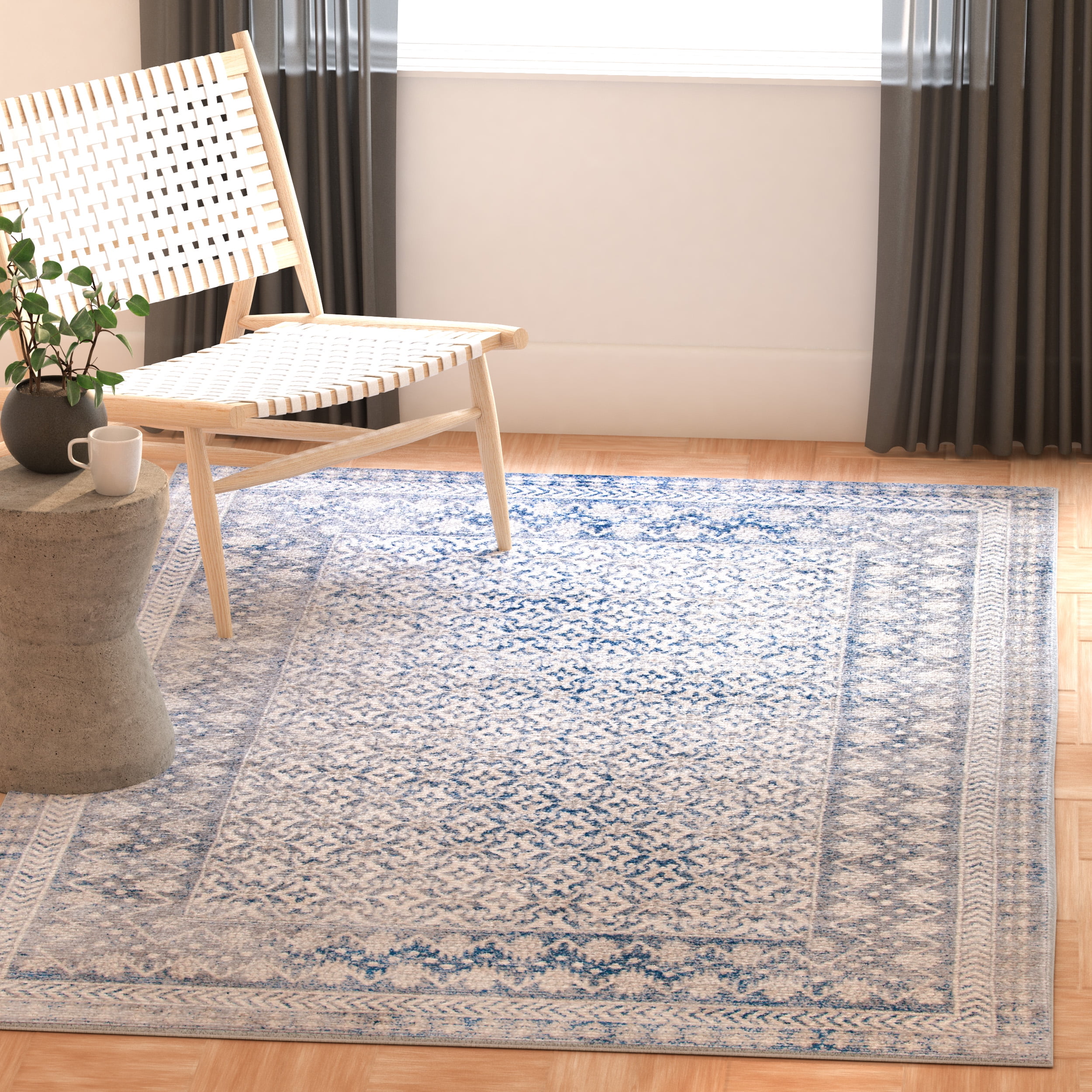 SAFAVIEH Brentwood Dory Geometric Area Rug, Ivory/Light Gray, 4' x 6'