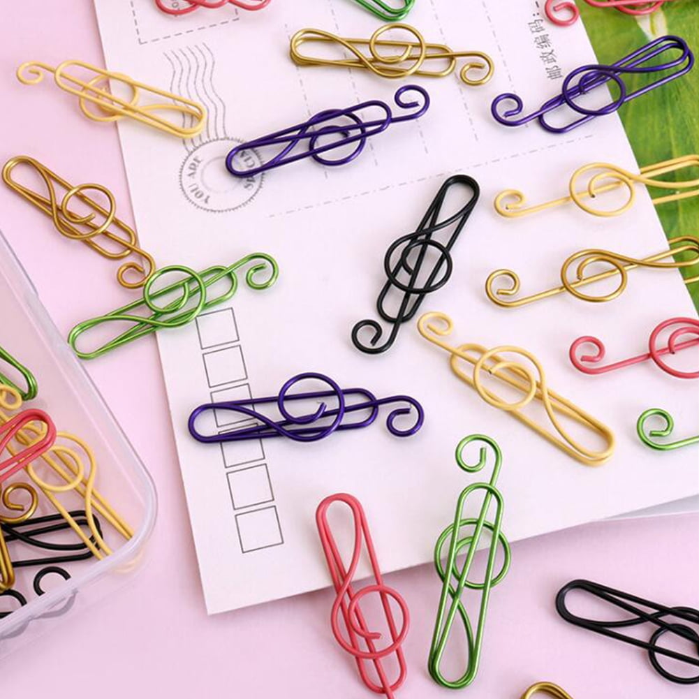 CellCase 50 Pieces Music Paper Clips Musical Notes Clips Note Style Paper Clips Holders Clamps for Desk Bookmark Office School