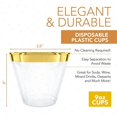 thumbnail image 3 of 4X Plastic Cup 9 Oz Hard Disposable Cup Plastic Wine Glass Party Wedding Wine Glass Transparent Plastic Cup -Gold Rim, 3 of 7