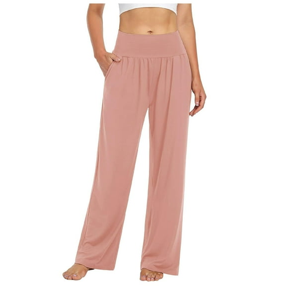 Elevated Comfort Wide Leg Pants for Women High Waisted Soft Palazzo Trousers with Deep Pockets Yoga Wear Elastic High Waisted Straight Leg Pull On Trousers