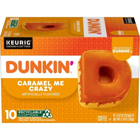 2X - Dunkin’ Caramel Me Crazy Flavored Coffee, 10 Keurig K-Cup Pods