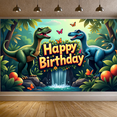 thumbnail image 6 of LUUFILx Dinosaur Happy Birthday Backdrop Banner for Kids Jungle Party Decorations Background Supplies Festive Party Props Photography Decor, 6 of 7