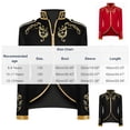 thumbnail image 2 of Boys Court-Style Long Sleeve Print Zipper Suit Jacket Stand Collar Coat for Birthday Graduation Wedding Party Black 12-13 Years, 2 of 3