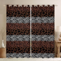 jejeloiu Zebra Graffiti Print Blackout Curtains Set of 2 (52x84 Each),Jungle Animal Window Curtains,Gray Brown Curtains and Drapes For Girls Kids,Ultra Soft Home Decor